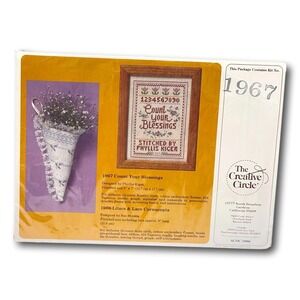 Creative Circle Kit #1967 Sampler Count Your Blessings w Frame 1985 Sealed